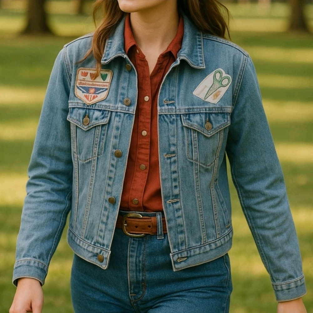 Vintage Lee Riders Denim Jacket Womens XL Blue Embroidered Western Rodeo 80s 90s